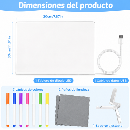 Pizarra LED Acrílica con 7 Rotuladores