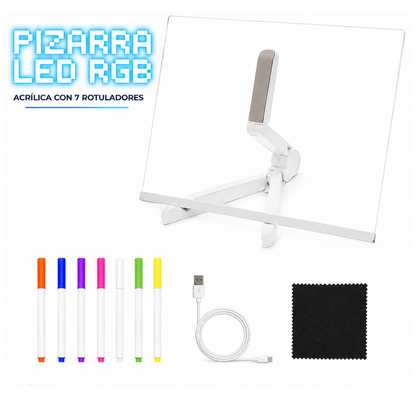 Pizarra LED Acrílica con 7 Rotuladores